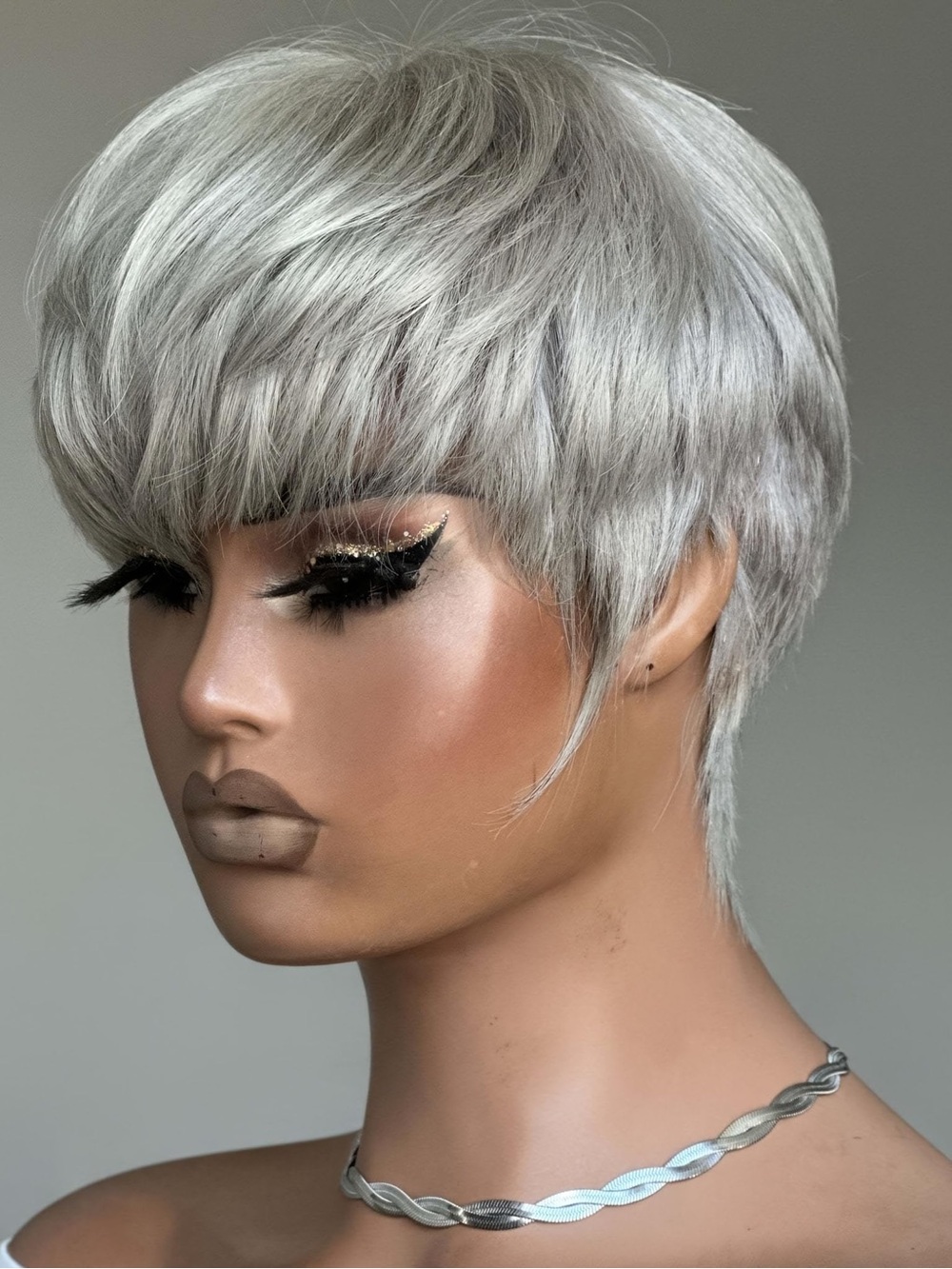 Short Silver Pixie Wig for Women - Chic Modern Cut Human Hair